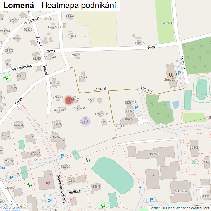 Mapa Lomená - Firmy v ulici.