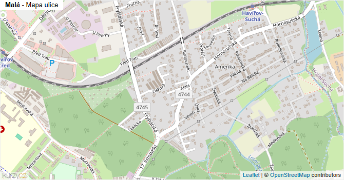 Malá - mapa ulice