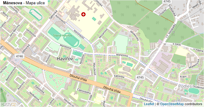 Mánesova - mapa ulice