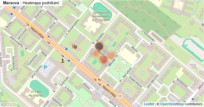 Marxova - mapa podnikání