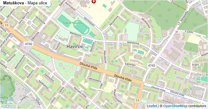 Matuškova - mapa ulice