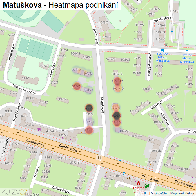 Mapa Matuškova - Firmy v ulici.
