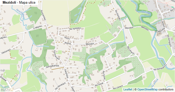 Mezidolí - mapa ulice