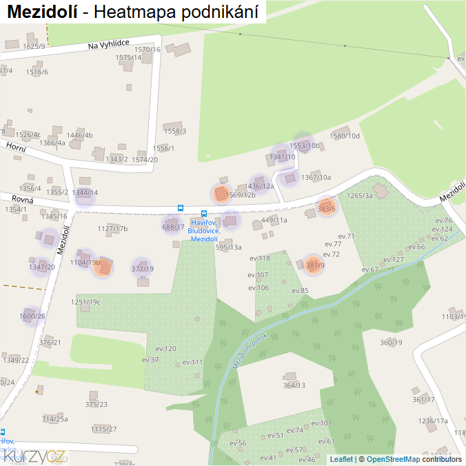 Mapa Mezidolí - Firmy v ulici.