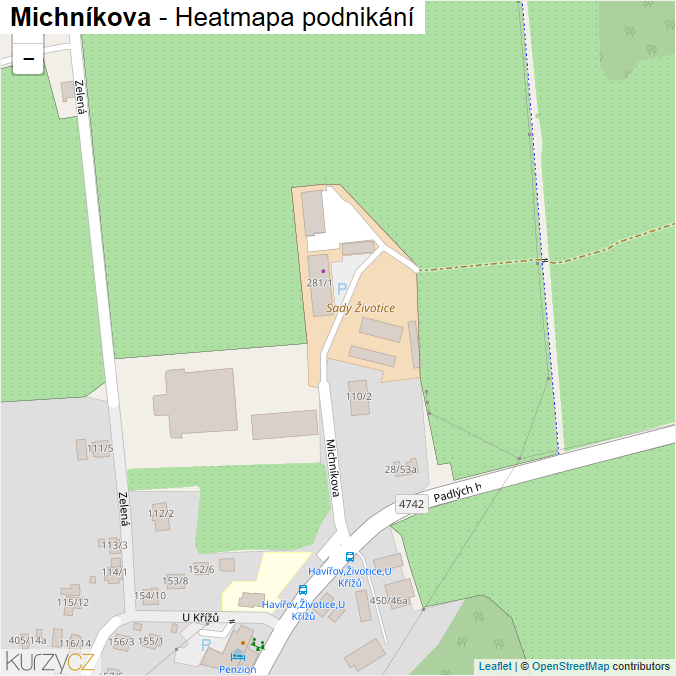 Mapa Michníkova - Firmy v ulici.