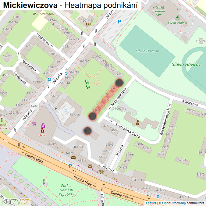 Mapa Mickiewiczova - Firmy v ulici.