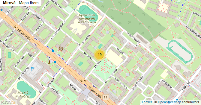 Mírová - mapa ulice