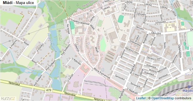 Mládí - mapa ulice
