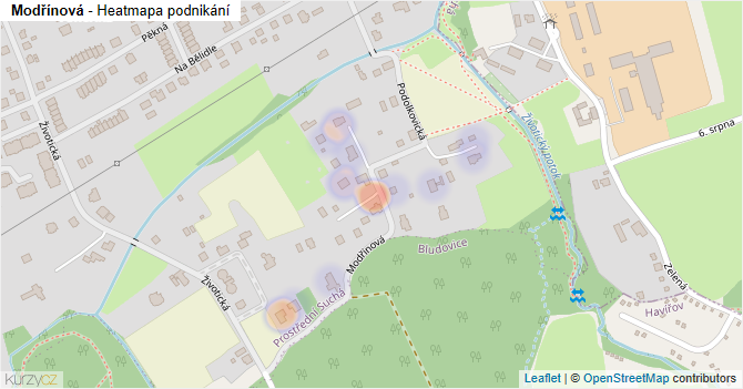 Modřínová - mapa podnikání