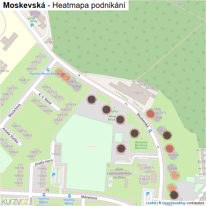 Mapa Moskevská - Firmy v ulici.