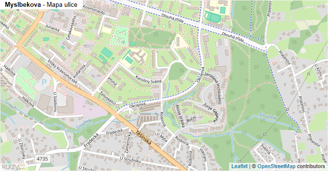 Myslbekova - mapa ulice