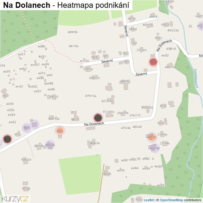 Mapa Na Dolanech - Firmy v ulici.