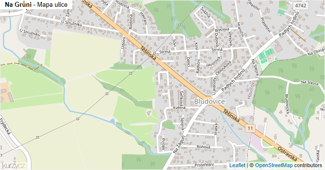 Na Grůni - mapa ulice