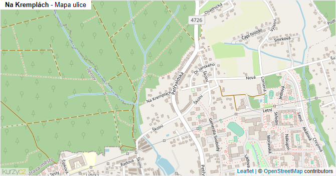 Na Kremplách - mapa ulice