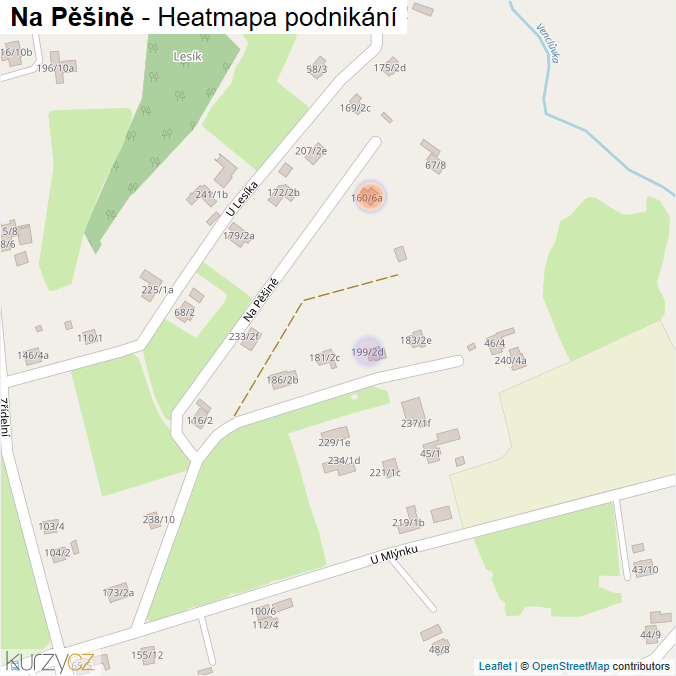Mapa Na Pěšině - Firmy v ulici.