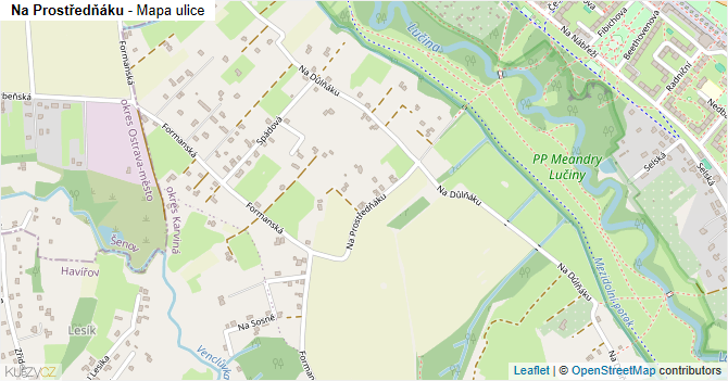 Na Prostředňáku - mapa ulice