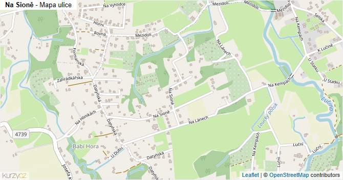 Na Sioně - mapa ulice
