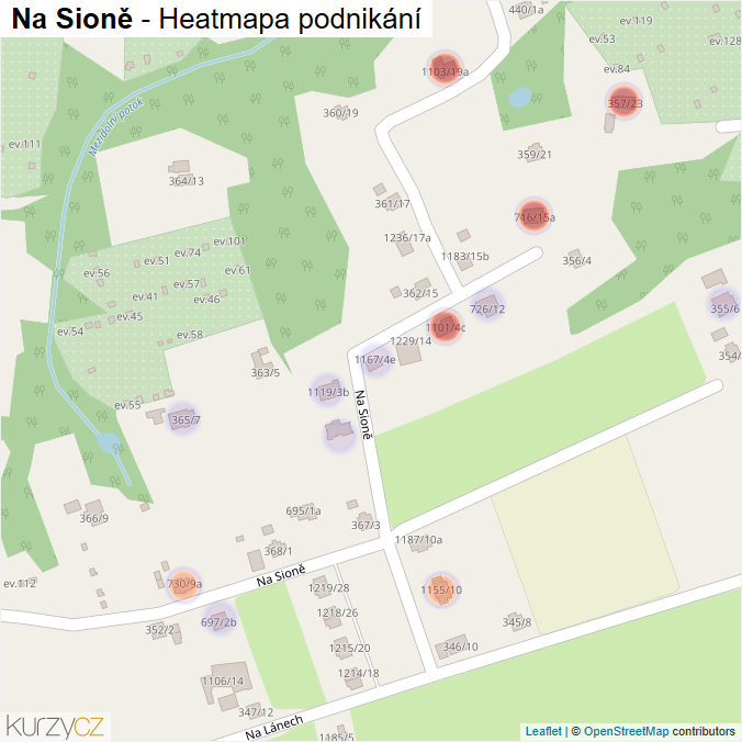 Mapa Na Sioně - Firmy v ulici.