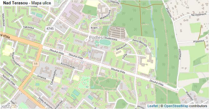 Nad Terasou - mapa ulice