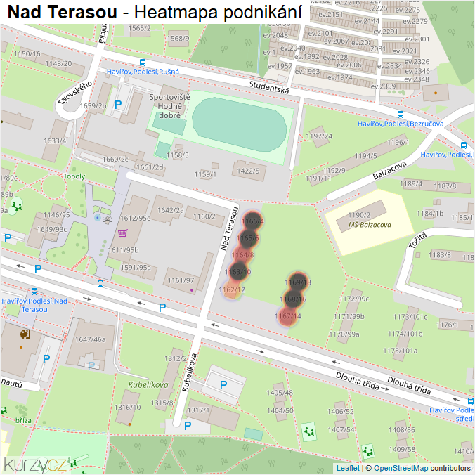 Mapa Nad Terasou - Firmy v ulici.