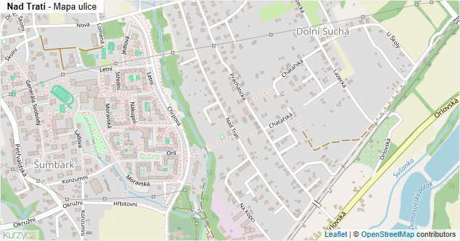 Nad Tratí - mapa ulice