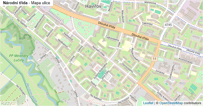 Národní třída - mapa ulice