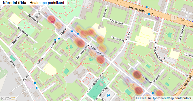 Národní třída - mapa podnikání