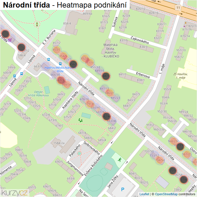 Mapa Národní třída - Firmy v ulici.