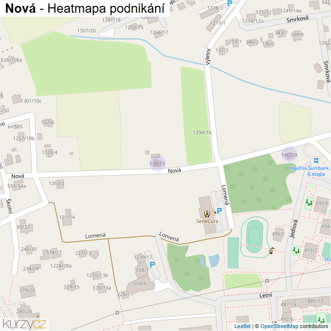 Mapa Nová - Firmy v ulici.