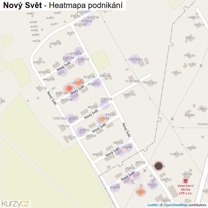 Mapa Nový Svět - Firmy v ulici.