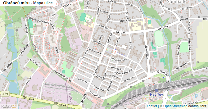 Obránců míru - mapa ulice