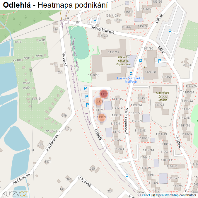 Mapa Odlehlá - Firmy v ulici.