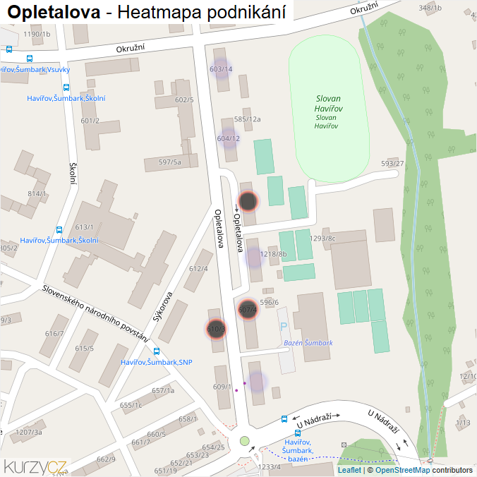 Mapa Opletalova - Firmy v ulici.