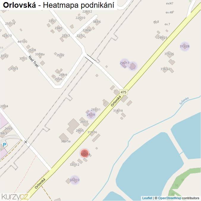 Mapa Orlovská - Firmy v ulici.