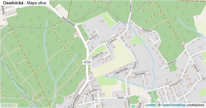 Osadnická - mapa ulice