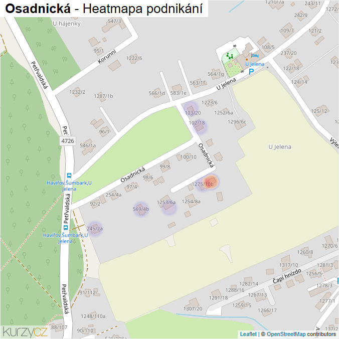 Mapa Osadnická - Firmy v ulici.