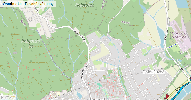 Osadnická - záplavové mapy stoleté vody