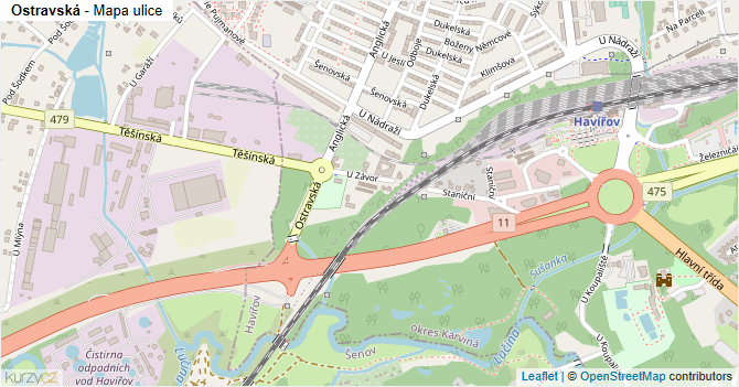 Ostravská - mapa ulice
