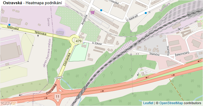 Ostravská - mapa podnikání