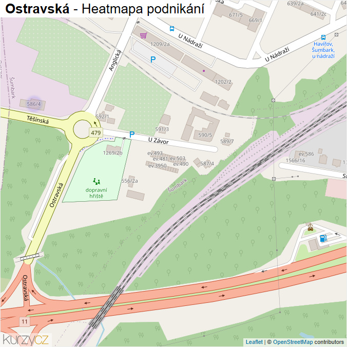 Mapa Ostravská - Firmy v ulici.