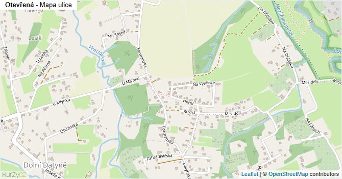 Otevřená - mapa ulice