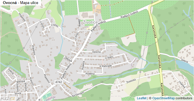 Ovocná - mapa ulice