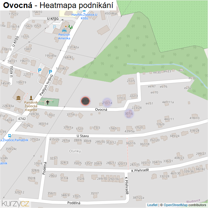 Mapa Ovocná - Firmy v ulici.