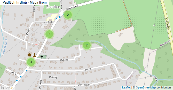 Padlých hrdinů - mapa firem