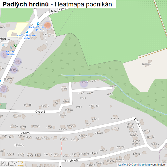 Mapa Padlých hrdinů - Firmy v ulici.