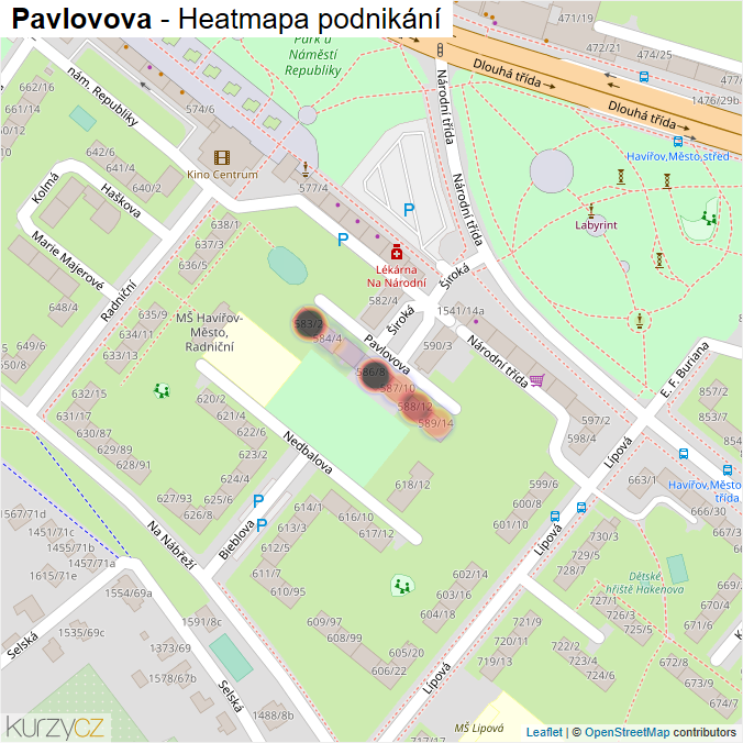 Mapa Pavlovova - Firmy v ulici.