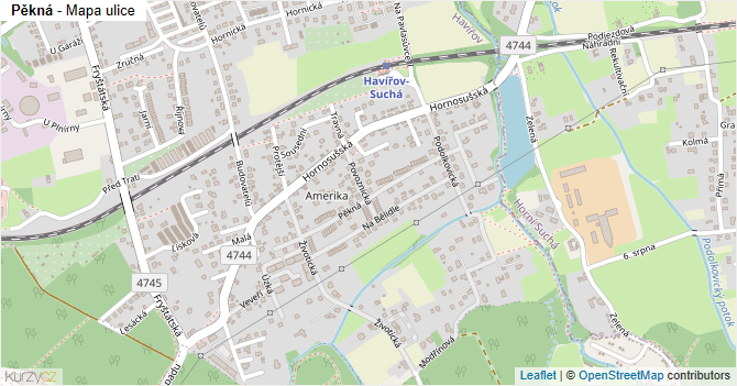 Pěkná - mapa ulice