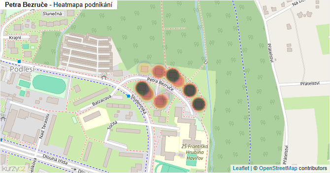 Petra Bezruče - mapa podnikání