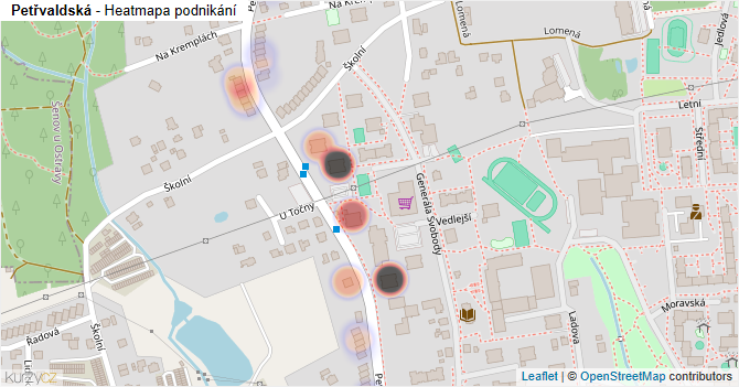 Petřvaldská - mapa podnikání