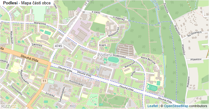 Podlesí - mapa části obce